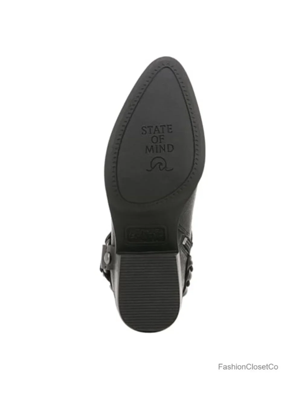 Western Ankle Bootie with Faux-Leather Upper, Block Heel, Zip Closure